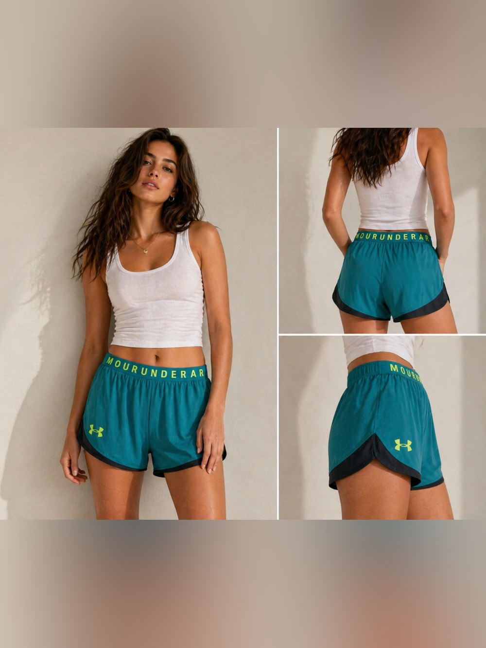 Under Armour Play Up 3.0 Women's Running Shorts XS Teal Black Activewear Gym